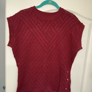 SHEIN Burgundy Short Sleeve Knit Top